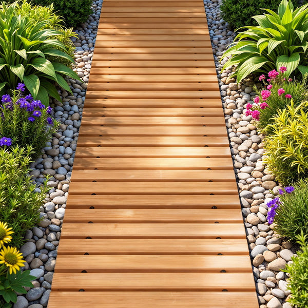Gardeon 8FT Wooden Garden Pathway Roll-Out Straight Walkway Outdoor Backyard Brown Gardeon