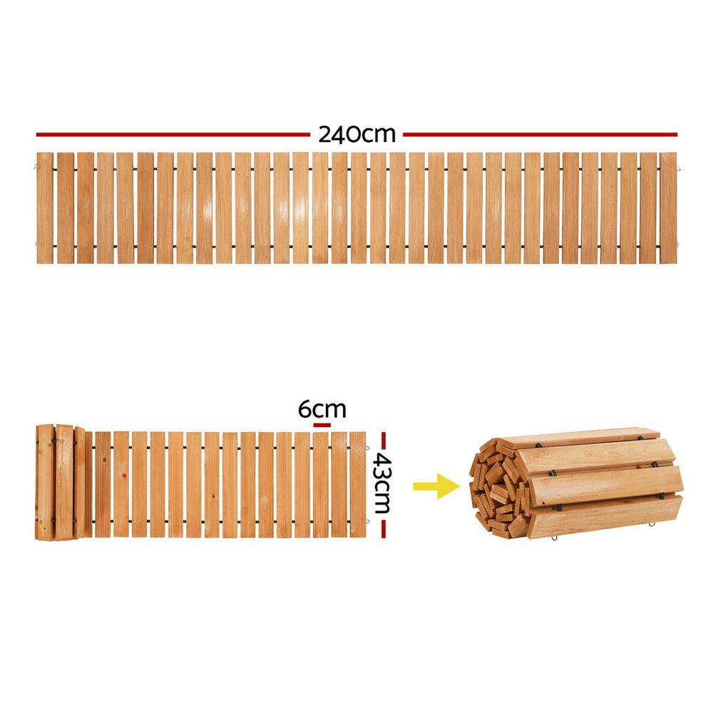Gardeon 8FT Wooden Garden Pathway Roll-Out Straight Walkway Outdoor Backyard Brown Gardeon