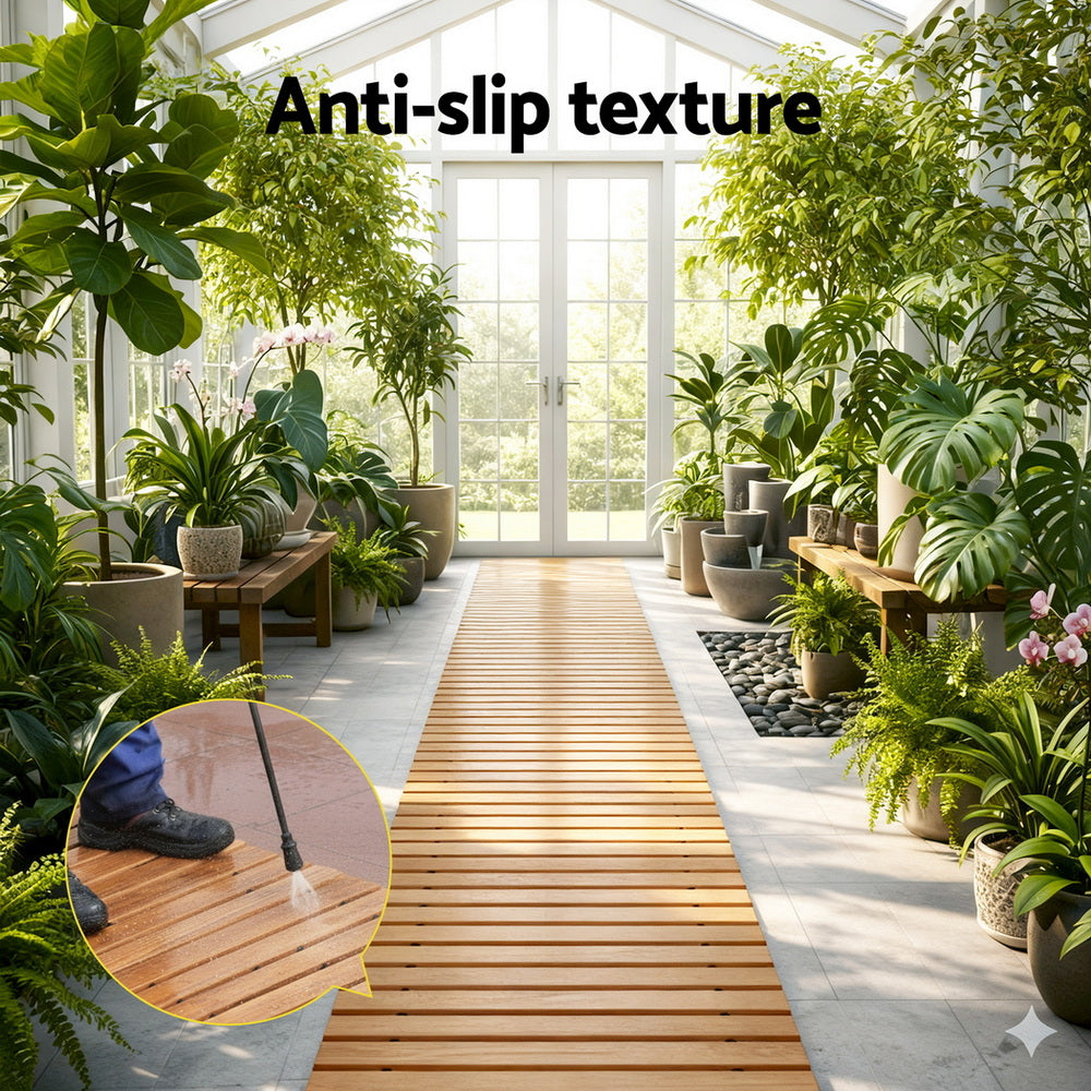 Gardeon 8FT Wooden Garden Pathway Roll-Out Straight Walkway Outdoor Backyard Brown Gardeon