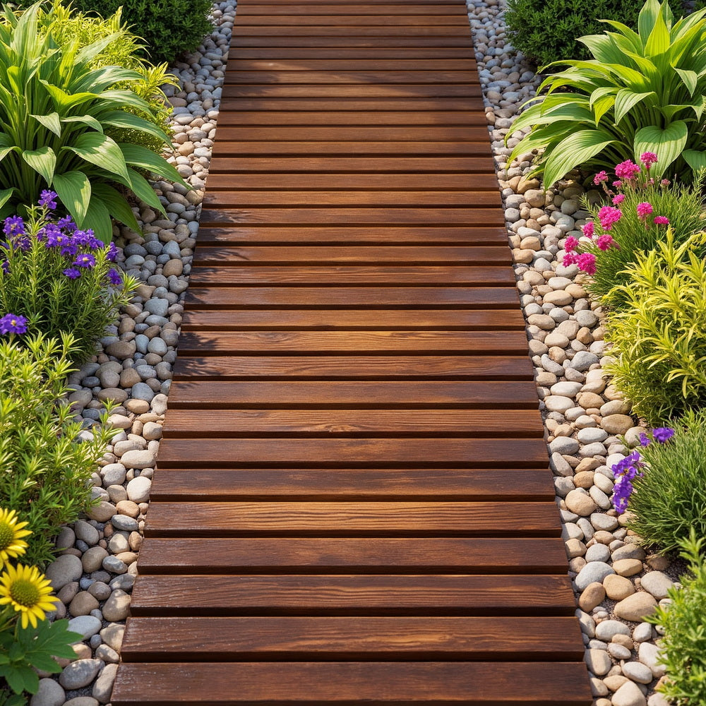 Gardeon 8FT Wooden Garden Pathway Roll-Out Straight Walkway Outdoor Backyard Charcoal Brown Gardeon