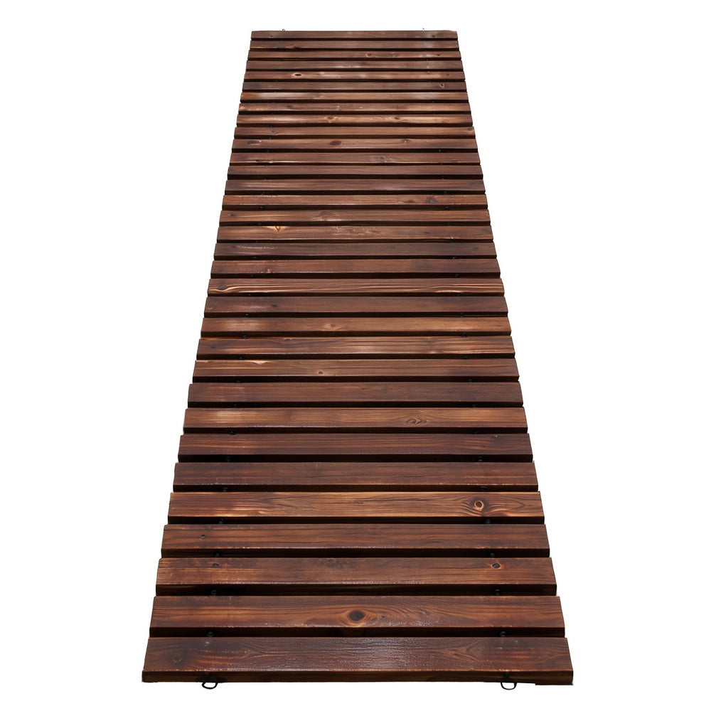 Gardeon 8FT Wooden Garden Pathway Roll-Out Straight Walkway Outdoor Backyard Charcoal Brown Gardeon
