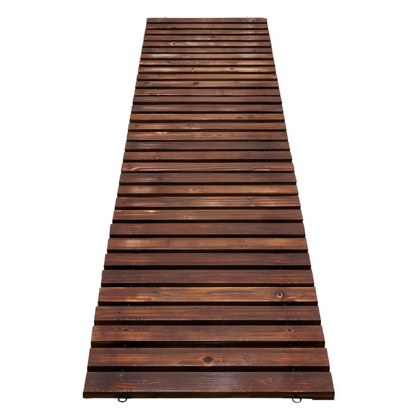 Gardeon 8FT Wooden Garden Pathway Roll-Out Straight Walkway Outdoor Backyard Charcoal Brown Gardeon