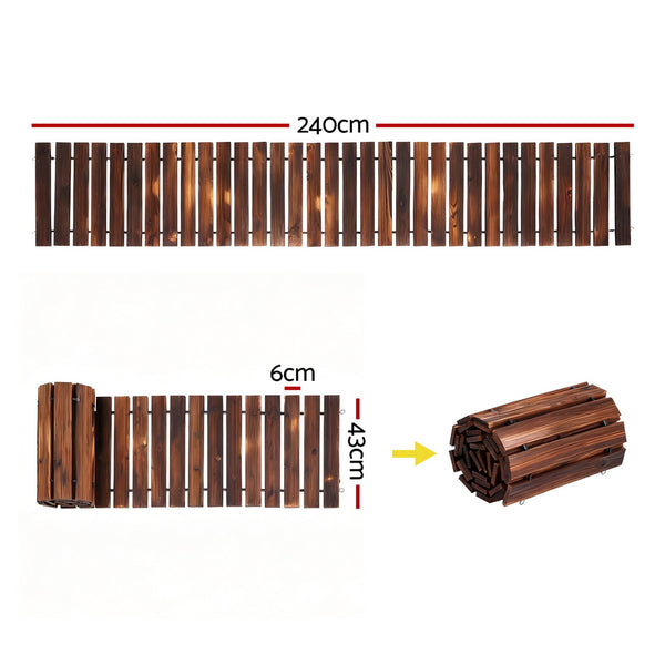 Gardeon 8FT Wooden Garden Pathway Roll-Out Straight Walkway Outdoor Backyard Charcoal Brown Gardeon