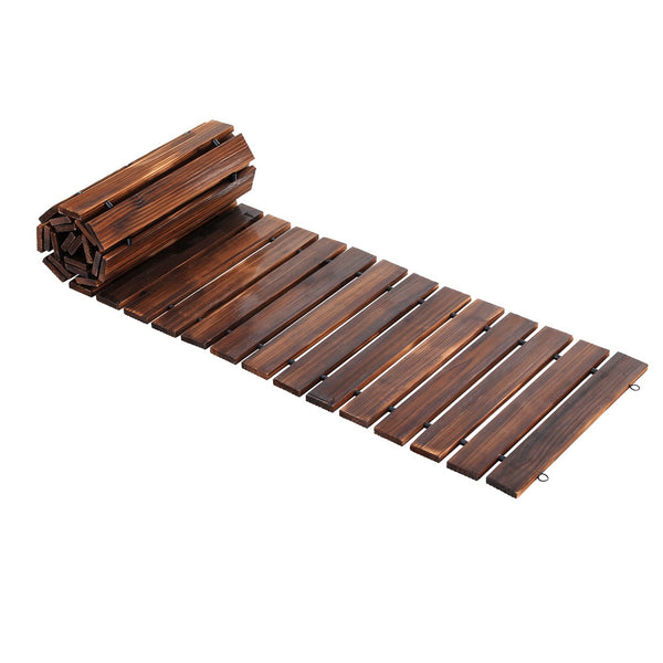 Gardeon 8FT Wooden Garden Pathway Roll-Out Straight Walkway Outdoor Backyard Charcoal Brown Gardeon