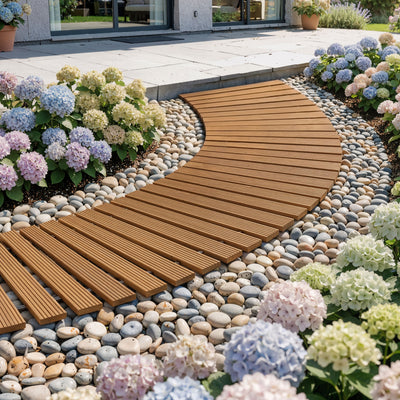 Gardeon 8FT Wooden Garden Pathway Roll-Out Curved Walkway Outdoor Backyard Brown