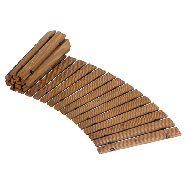 Gardeon 8FT Wooden Garden Pathway Roll-Out Curved Walkway Outdoor Backyard Brown Awezingly