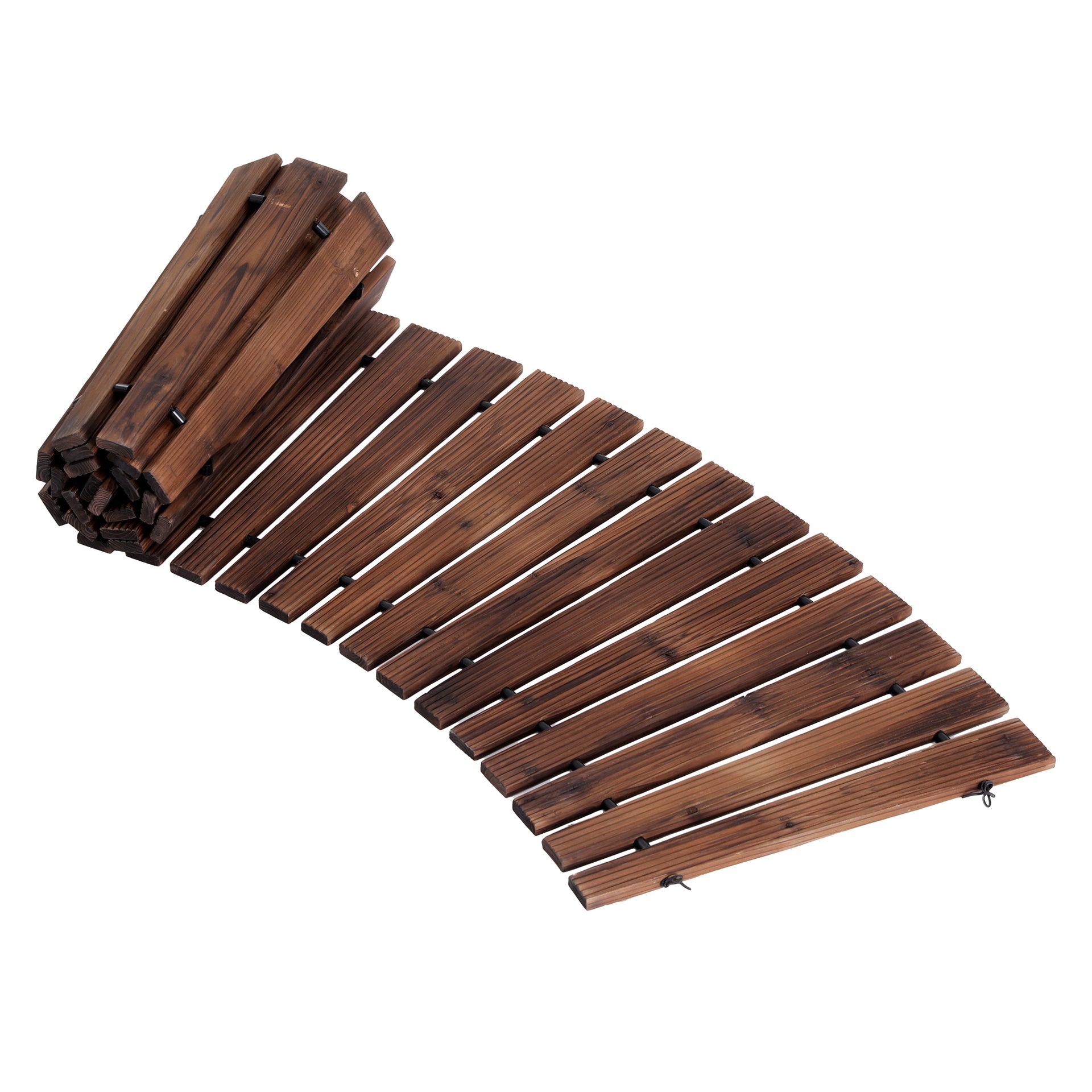 Gardeon 8FT Wooden Garden Pathway Roll-Out Curved Walkway Outdoor Backyard Charcoal Brown Awezingly