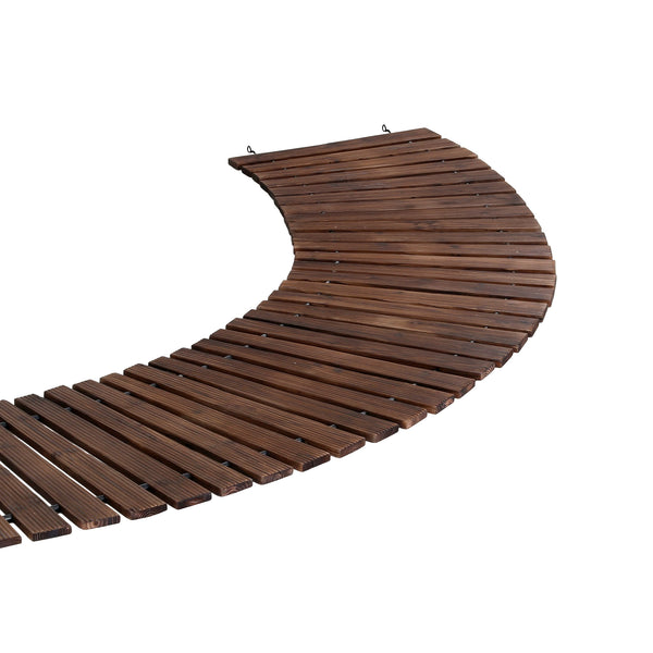 Gardeon 8FT Wooden Garden Pathway Roll-Out Curved Walkway Outdoor Backyard Charcoal Brown Awezingly