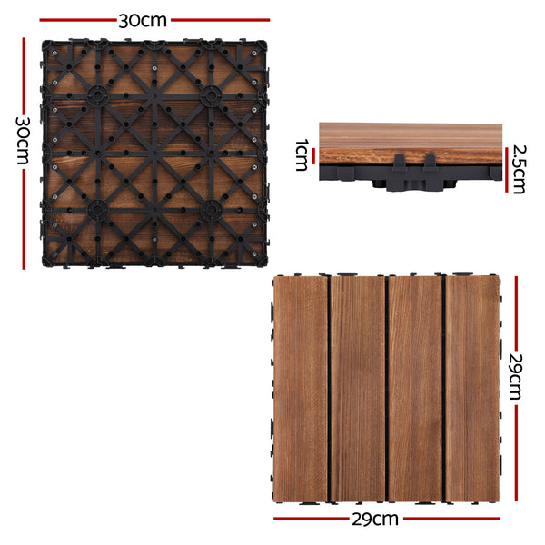 Gardeon 10PCS Wood Deck Tiles 30x30cm Interlocking Floor Tiles for Patio Balcony Garden Awezingly