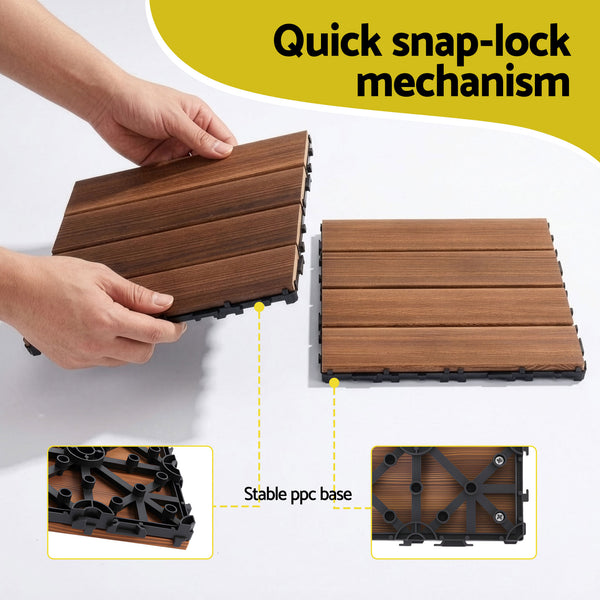 Gardeon 10PCS Wood Deck Tiles 30x30cm Interlocking Floor Tiles for Patio Balcony Garden Awezingly