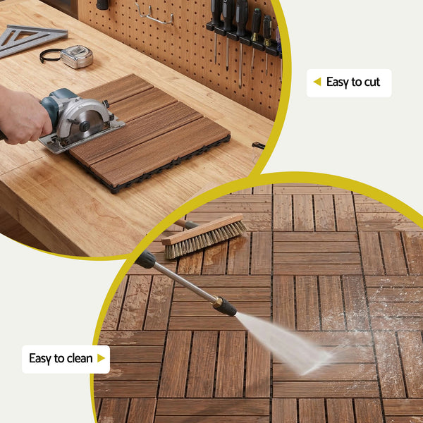 Gardeon 10PCS Wood Deck Tiles 30x30cm Interlocking Floor Tiles for Patio Balcony Garden Awezingly