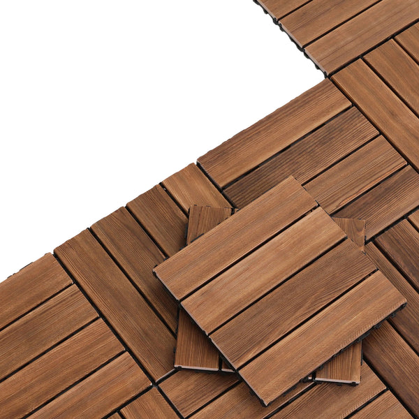 Gardeon 10PCS Wood Deck Tiles 30x30cm Interlocking Floor Tiles for Patio Balcony Garden Awezingly