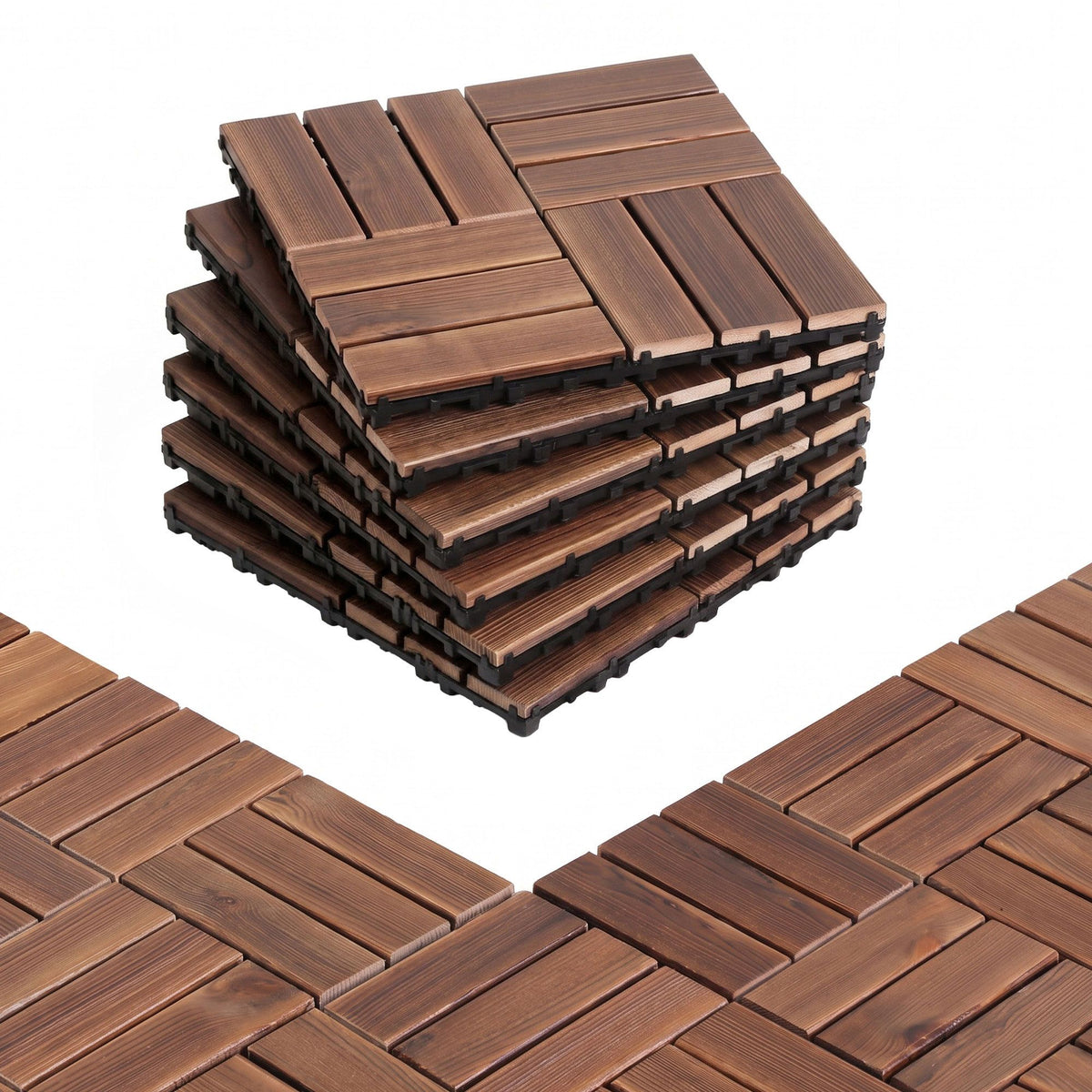 Gardeon 27PCS Wood Deck Tiles 30x30cm Interlocking Floor Tiles Pine Brown Awezingly