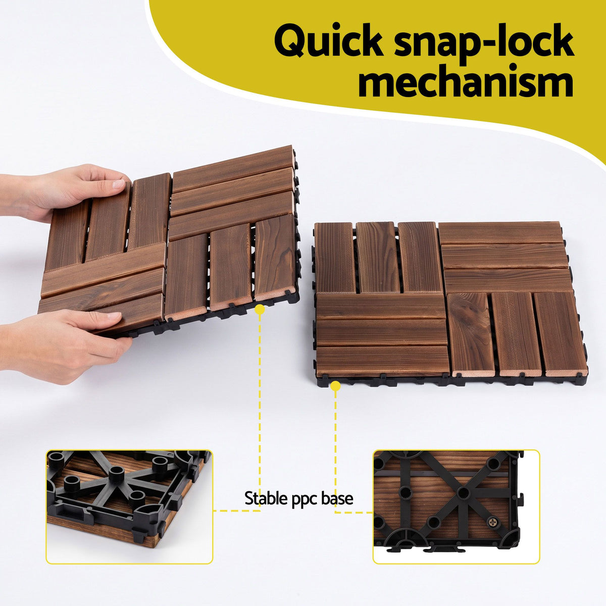 Gardeon 27PCS Wood Deck Tiles 30x30cm Interlocking Floor Tiles Pine Brown Awezingly