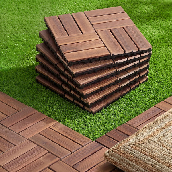 Gardeon 27PCS Wood Deck Tiles 30x30cm Interlocking Floor Tiles Pine Brown Awezingly