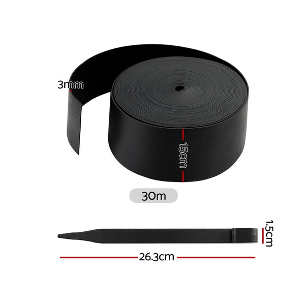 Greenfingers Garden Edging 15CM x 10M Border Support Landscape Edge Black Greenfingers