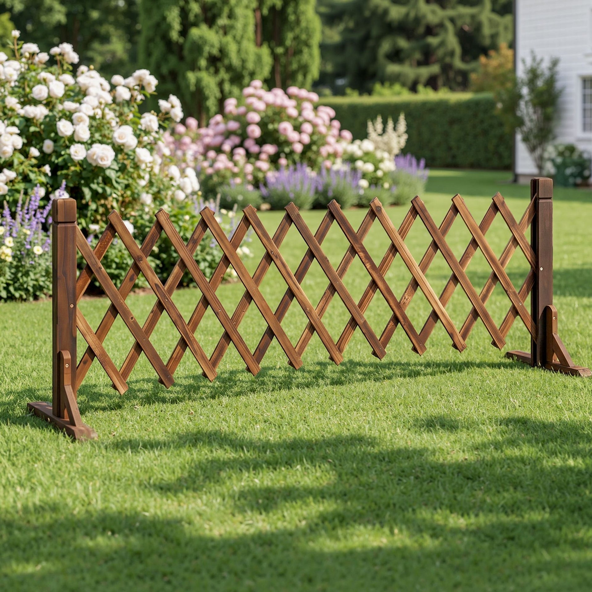 Gardeon Garden Fences Expandable Wooden Trellis Fence Plant Frame 160cm Brown Awezingly