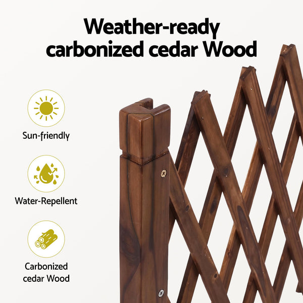 Gardeon Garden Fences Expandable Wooden Trellis Fence Plant Frame 160cm Brown Awezingly