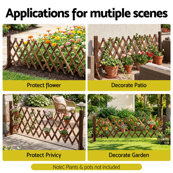 Gardeon Garden Fences Expandable Wooden Trellis Fence Plant Frame 160cm Brown Awezingly