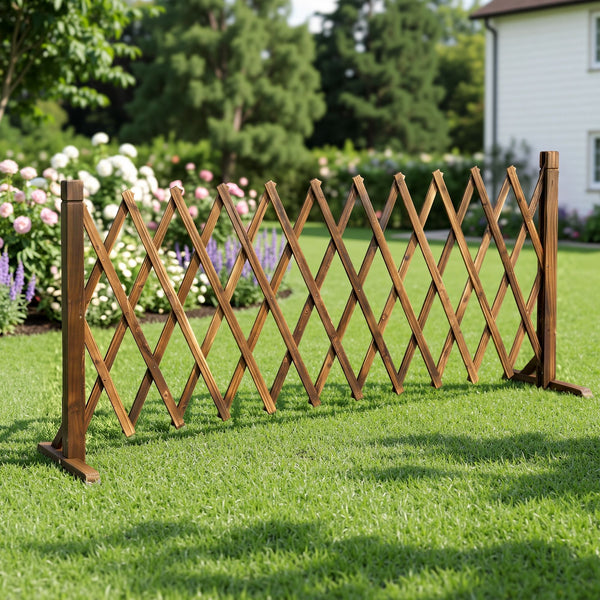 Gardeon Garden Fences Expandable Wooden Trellis Fence Plant Frame 200cm Brown Awezingly