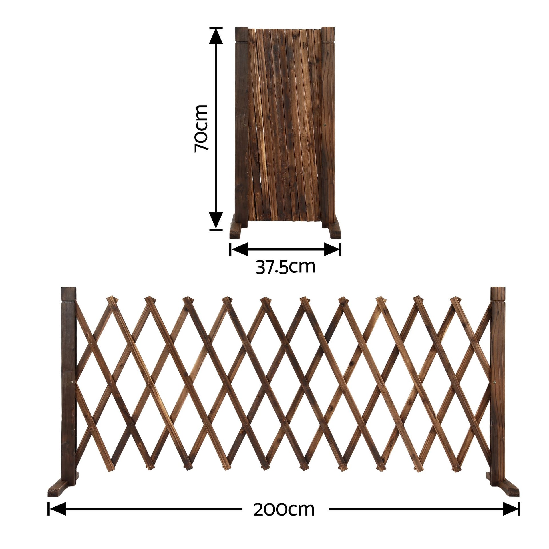 Gardeon Garden Fences Expandable Wooden Trellis Fence Plant Frame 200cm Brown Awezingly