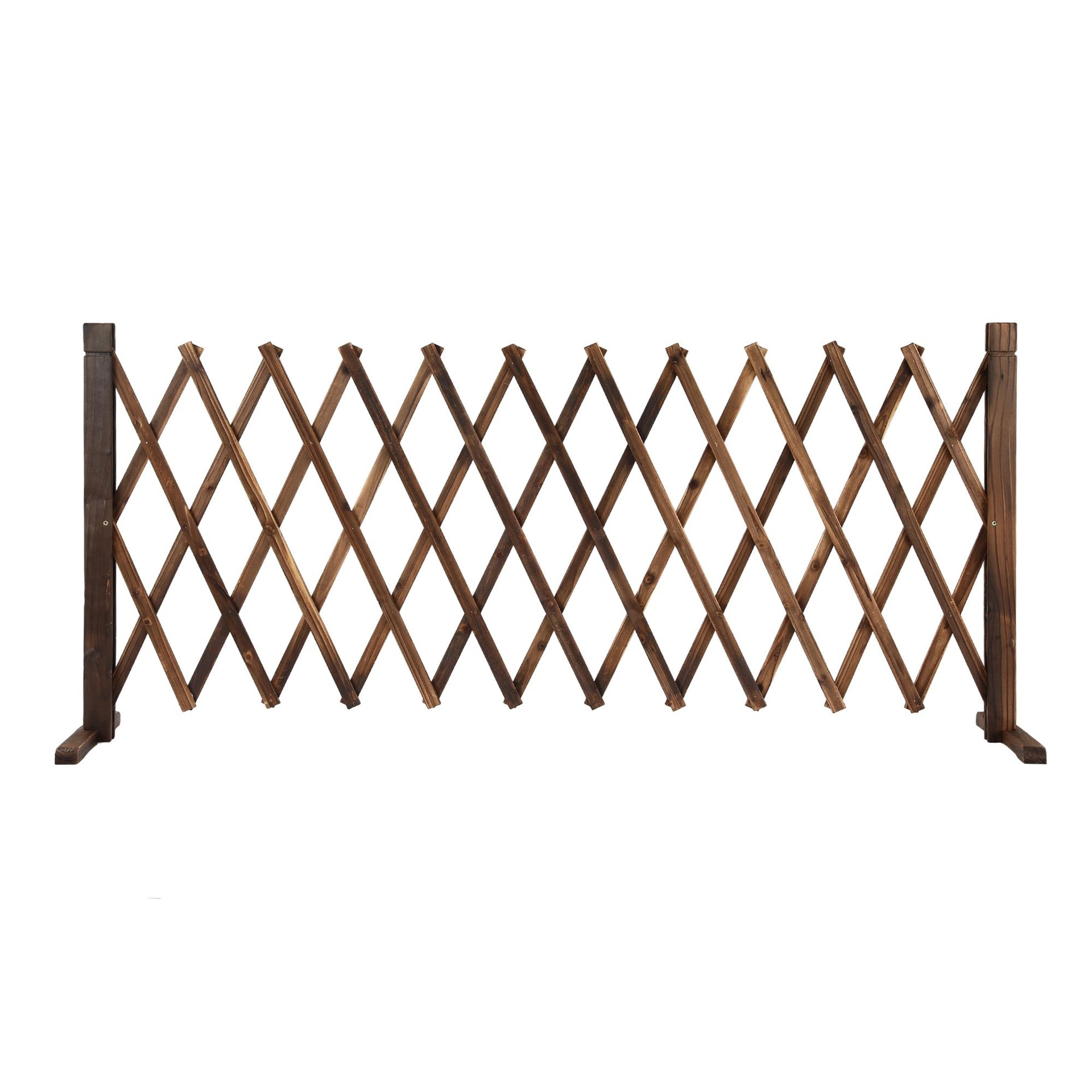 Gardeon Garden Fences Expandable Wooden Trellis Fence Plant Frame 200cm Brown Awezingly