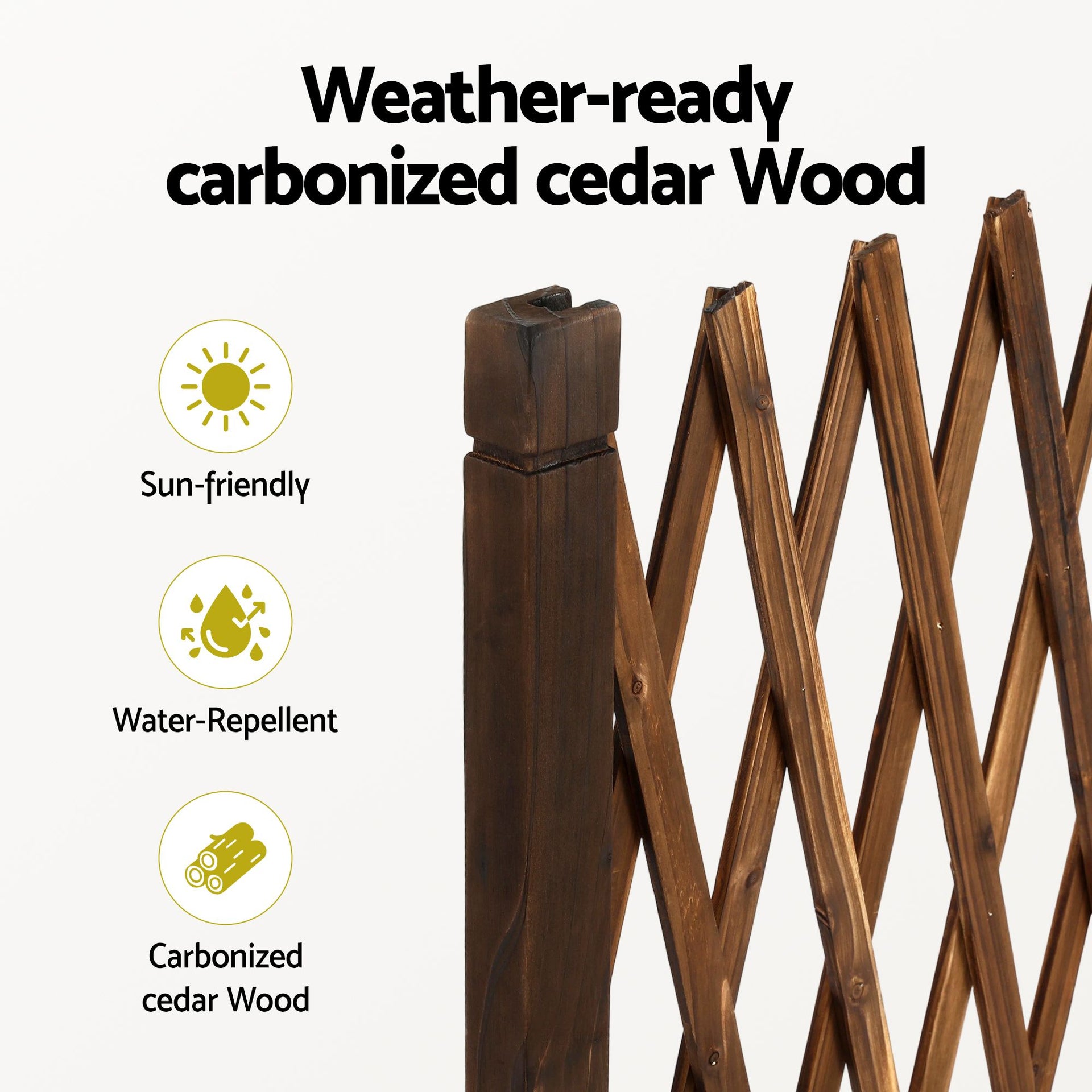 Gardeon Garden Fences Expandable Wooden Trellis Fence Plant Frame 200cm Brown Awezingly