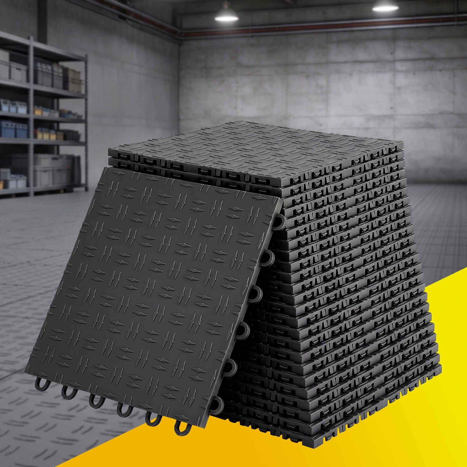 Giantz Garage Floor Tiles Interlocking PP Flooring 25PCS 30x30cm Black Awezingly