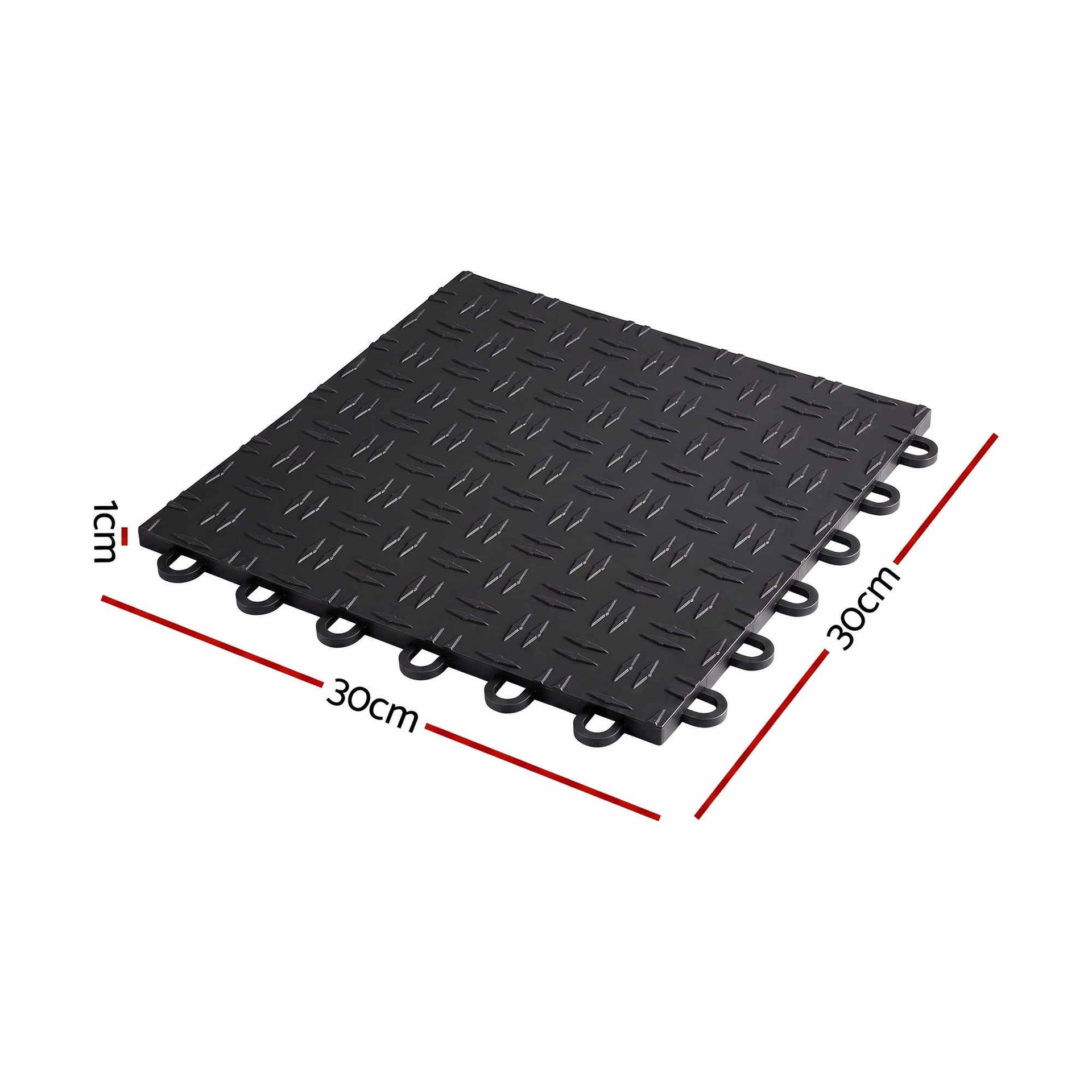 Giantz Garage Floor Tiles Interlocking PP Flooring 25PCS 30x30cm Black Awezingly