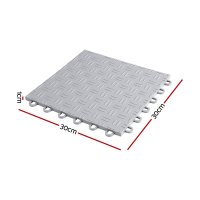 Giantz Garage Floor Tiles Interlocking PP Flooring 25PCS 30x30cm Grey