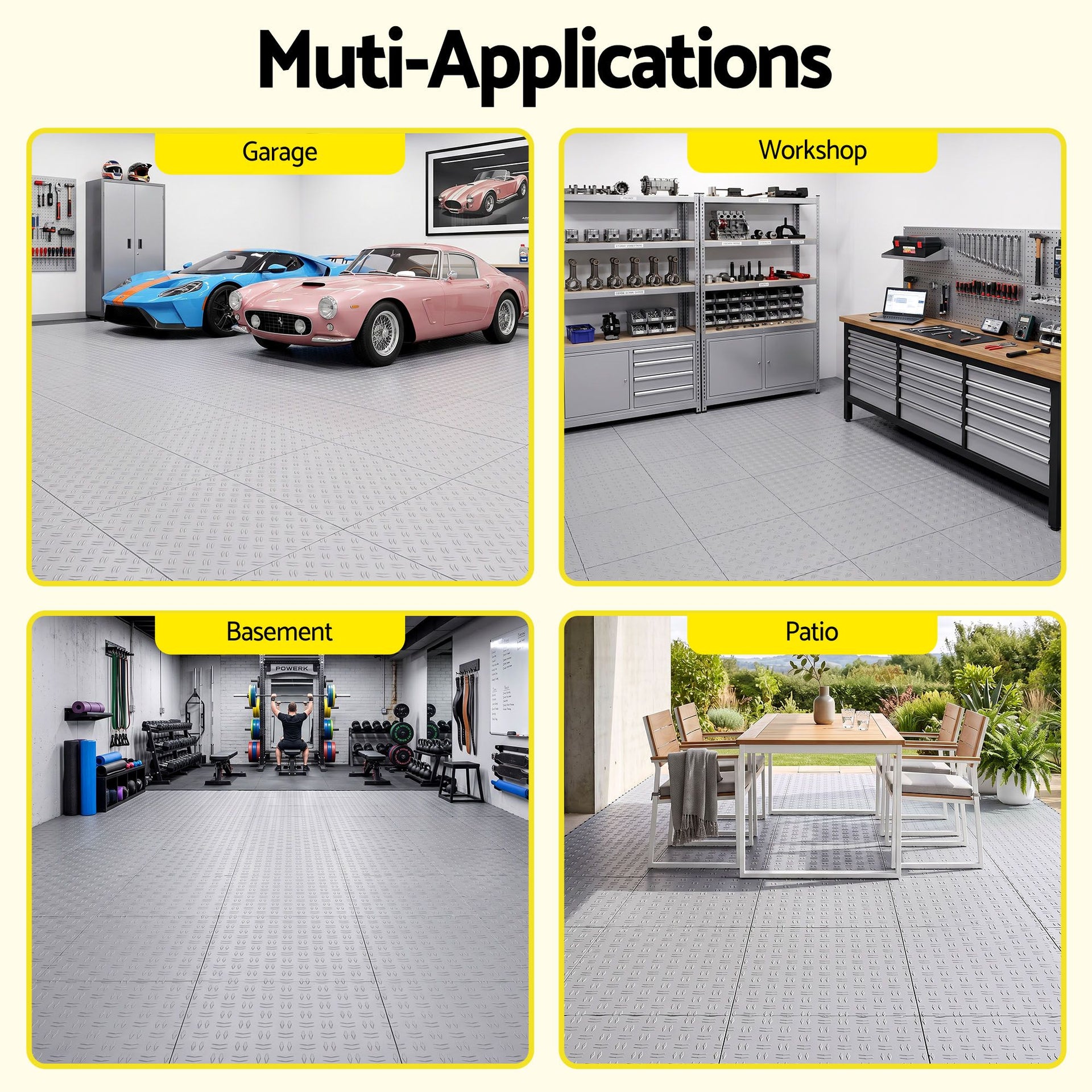 Giantz Garage Floor Tiles Interlocking PP Flooring 25PCS 30x30cm Grey Awezingly