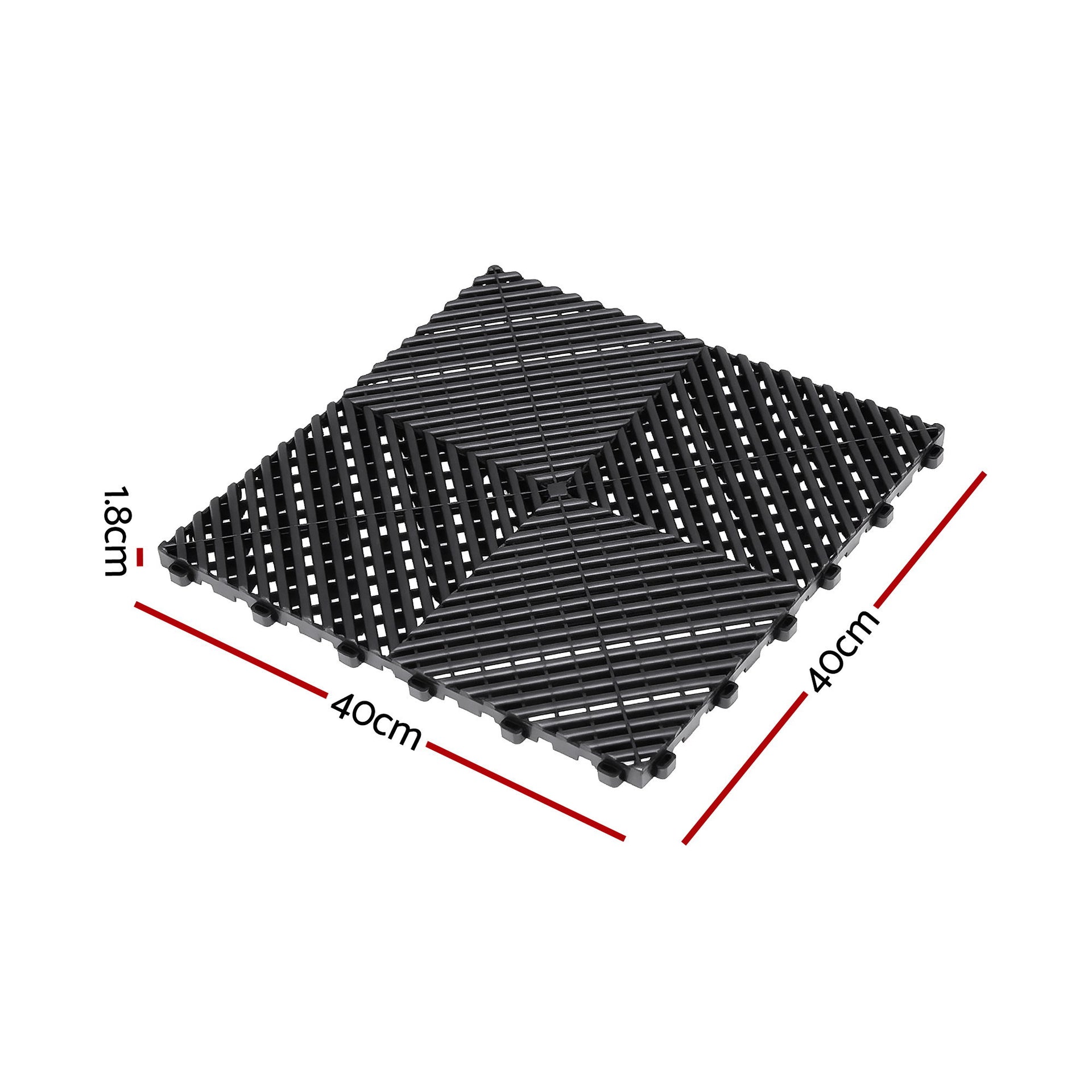 Giantz 20PCS Garage Floor Tiles Interlocking Drainage Non-Slip Tiles Heavy Duty for Workshop Black Awezingly