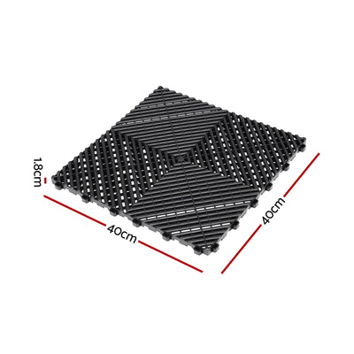 Giantz 20PCS Garage Floor Tiles Interlocking Drainage Non-Slip Tiles Heavy Duty for Workshop Black