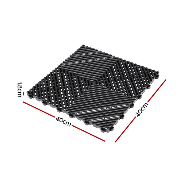 Giantz 20PCS Garage Floor Tiles Interlocking Drainage Non-Slip Tiles Heavy Duty for Workshop Black Awezingly