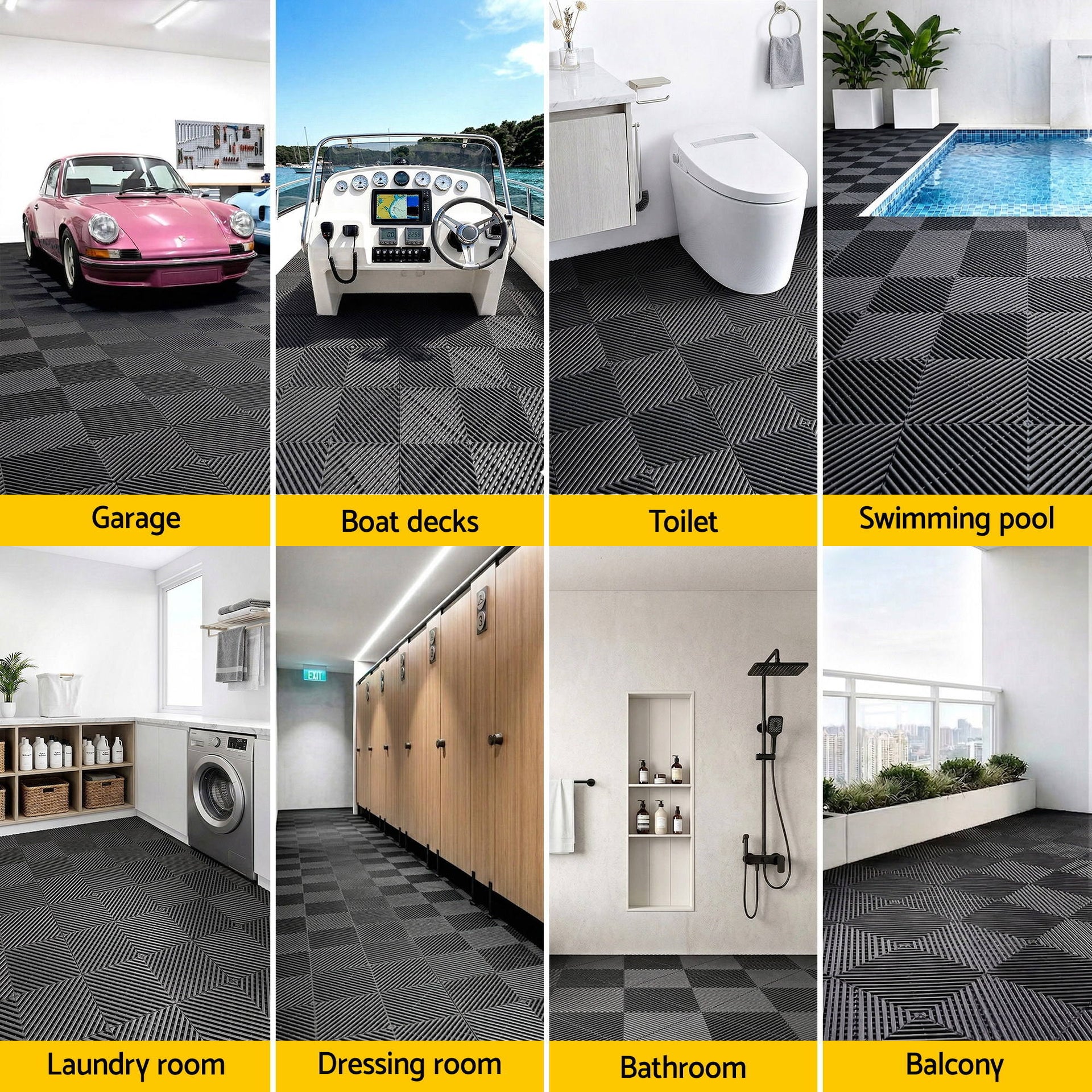 Giantz 20PCS Garage Floor Tiles Interlocking Drainage Non-Slip Tiles Heavy Duty for Workshop Black Awezingly