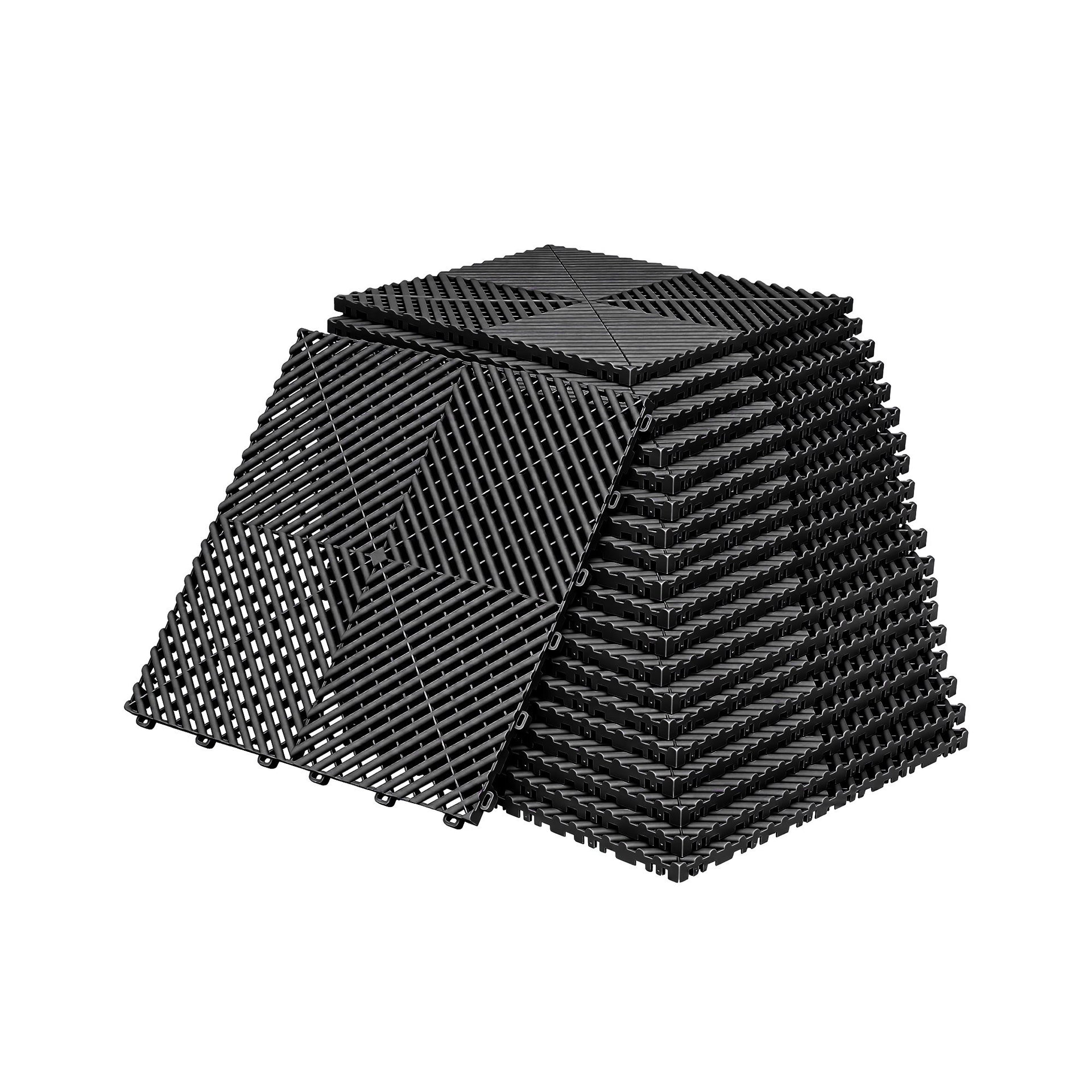 Giantz 20PCS Garage Floor Tiles Interlocking Drainage Non-Slip Tiles Heavy Duty for Workshop Black Awezingly
