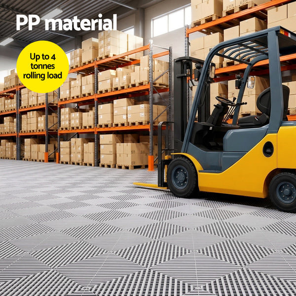 Giantz 20PCS Garage Floor Tiles Interlocking Drainage Non-Slip Tiles Heavy Duty for Workshop Grey Awezingly