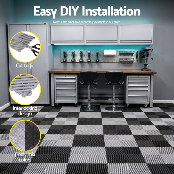 Giantz 20PCS Garage Floor Tiles Interlocking Drainage Non-Slip Tiles Heavy Duty for Workshop Grey Awezingly