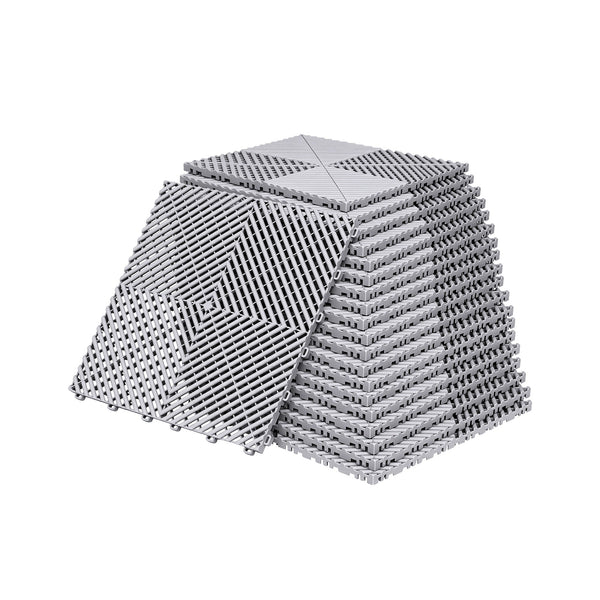Giantz 20PCS Garage Floor Tiles Interlocking Drainage Non-Slip Tiles Heavy Duty for Workshop Grey Awezingly