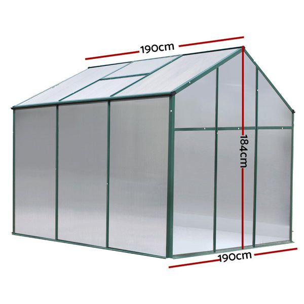 Greenfingers Greenhouse Aluminum Green House Garden Shed Polycarbonate 1.9x1.9M Greenfingers
