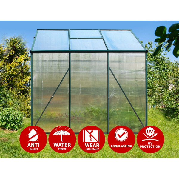 Greenfingers Greenhouse Aluminum Green House Garden Shed Polycarbonate 1.9x1.9M Greenfingers