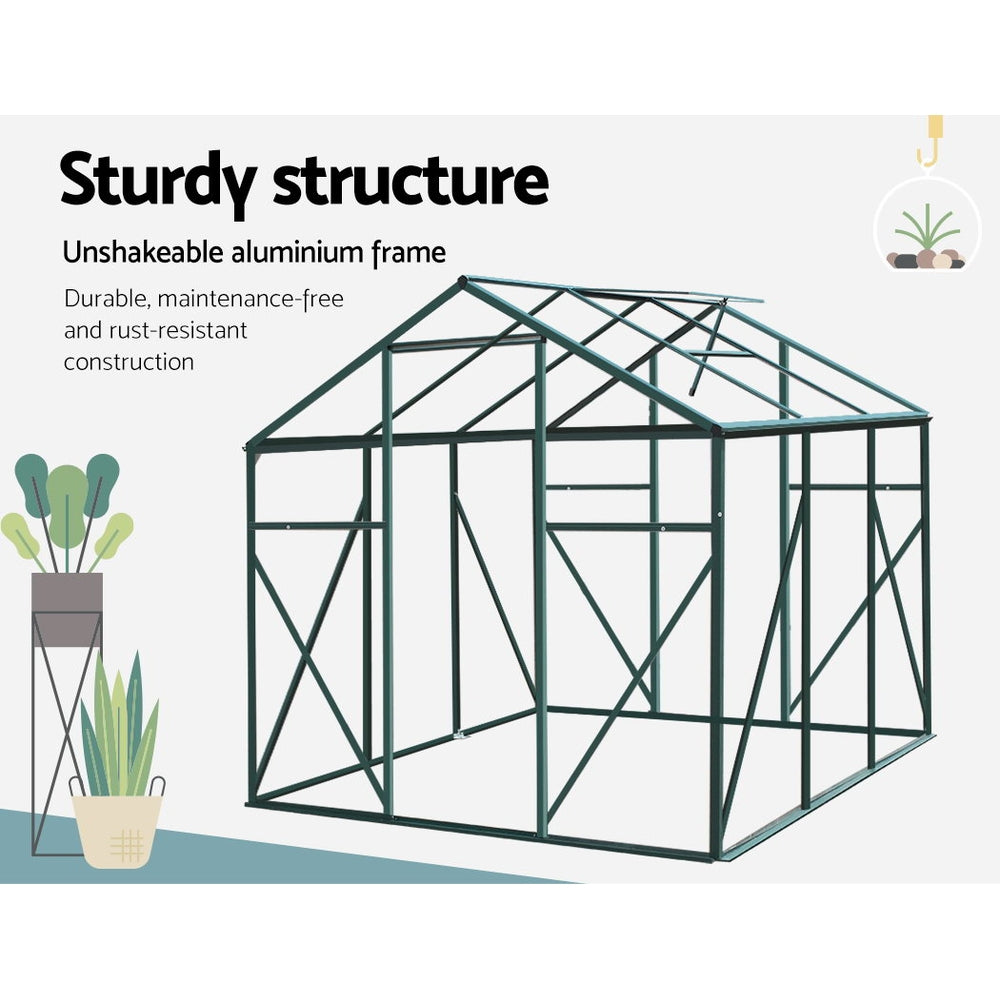 Greenfingers Greenhouse Aluminum Green House Garden Shed Polycarbonate 1.9x1.9M Greenfingers
