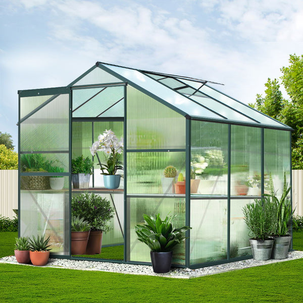Greenfingers Greenhouse Aluminum Green House Garden Shed Polycarbonate 1.9x1.9M Greenfingers