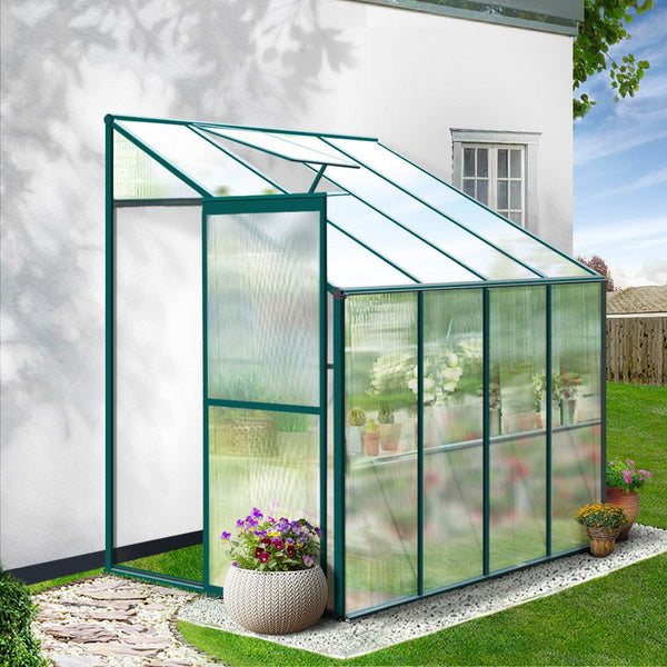 Greenfingers Greenhouse Aluminium Green House Garden Polycarbonate 2.52x1.27M Greenfingers