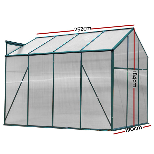 Greenfingers Aluminum Greenhouse Green House Garden Shed Polycarbonate 2.52x1.9M Greenfingers