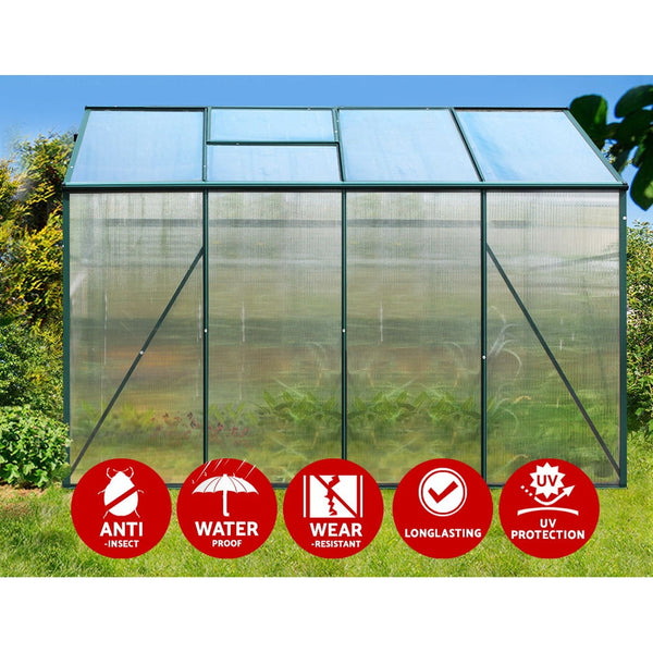 Greenfingers Aluminum Greenhouse Green House Garden Shed Polycarbonate 2.52x1.9M Greenfingers