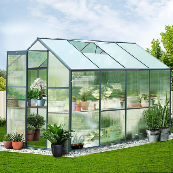Greenfingers Aluminum Greenhouse Green House Garden Shed Polycarbonate 2.52x1.9M Greenfingers