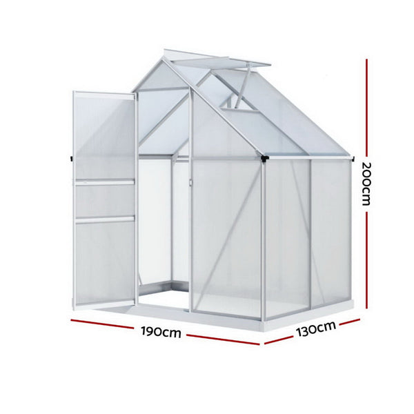 Green Fingers Greenhouse Aluminium Polycarbonate Premium Garden Storage Shed 3.1Mx1.9Mx2.0M Greenfingers