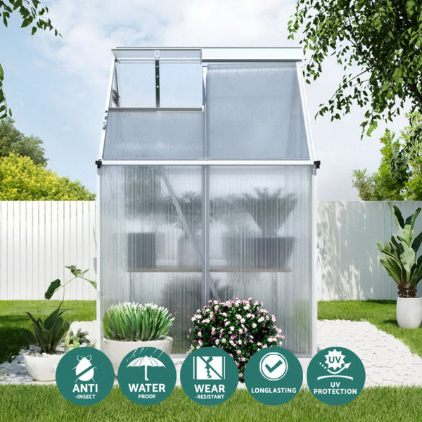 Green Fingers Greenhouse Aluminium Polycarbonate Premium Garden Storage Shed 3.1Mx1.9Mx2.0M Greenfingers