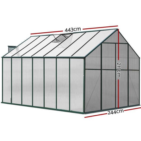 Greenfingers Aluminium Greenhouse Green House Garden Polycarbonate 4.43X2.44M Greenfingers